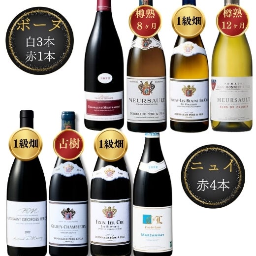 コート・ド・ニュイ＆コート・ド・ボーヌ村名アペラシオン飲み比べ８本セットの商品画像