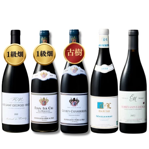 コート・ド・ニュイ村名アペラシオン飲み比べ赤ワイン5本セットの商品画像